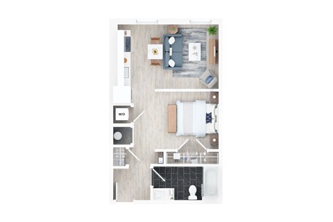 Floor plan for studio, 1 bath, 540 sqft